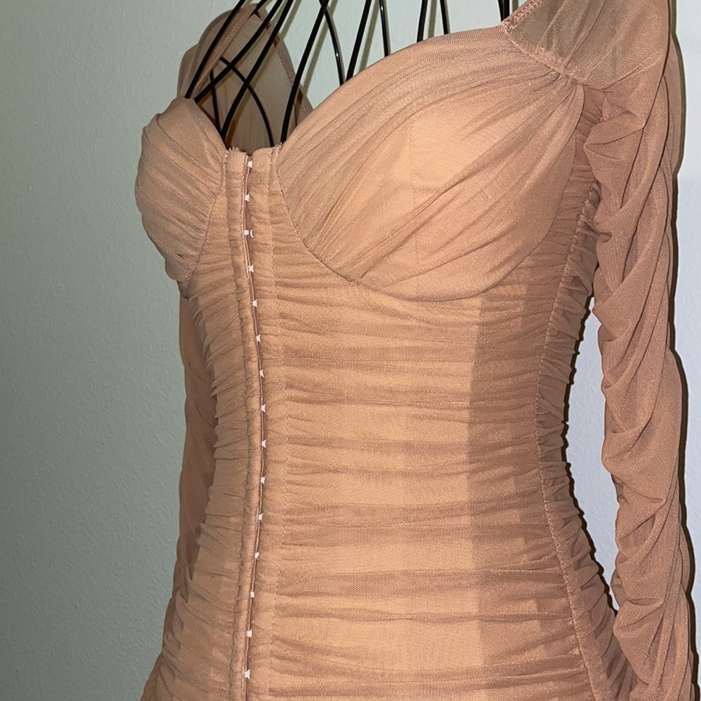 Nude Mini Ruched Dress ✨ - Picture 5 of 5